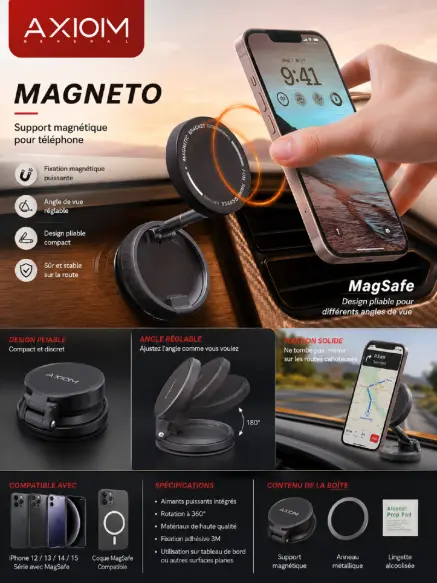 Support Voiture Magnétique Pliable AXIOM Magneto MagSafe