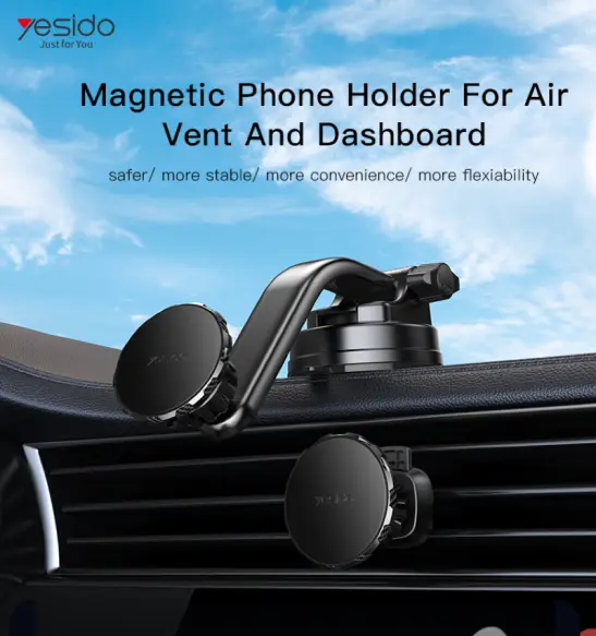 Support Voiture Magnétique 2 en 1 Yesido C159 Ventouse