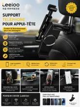 Support Voiture Appui-Tête Smartphone Tablette Leeioo