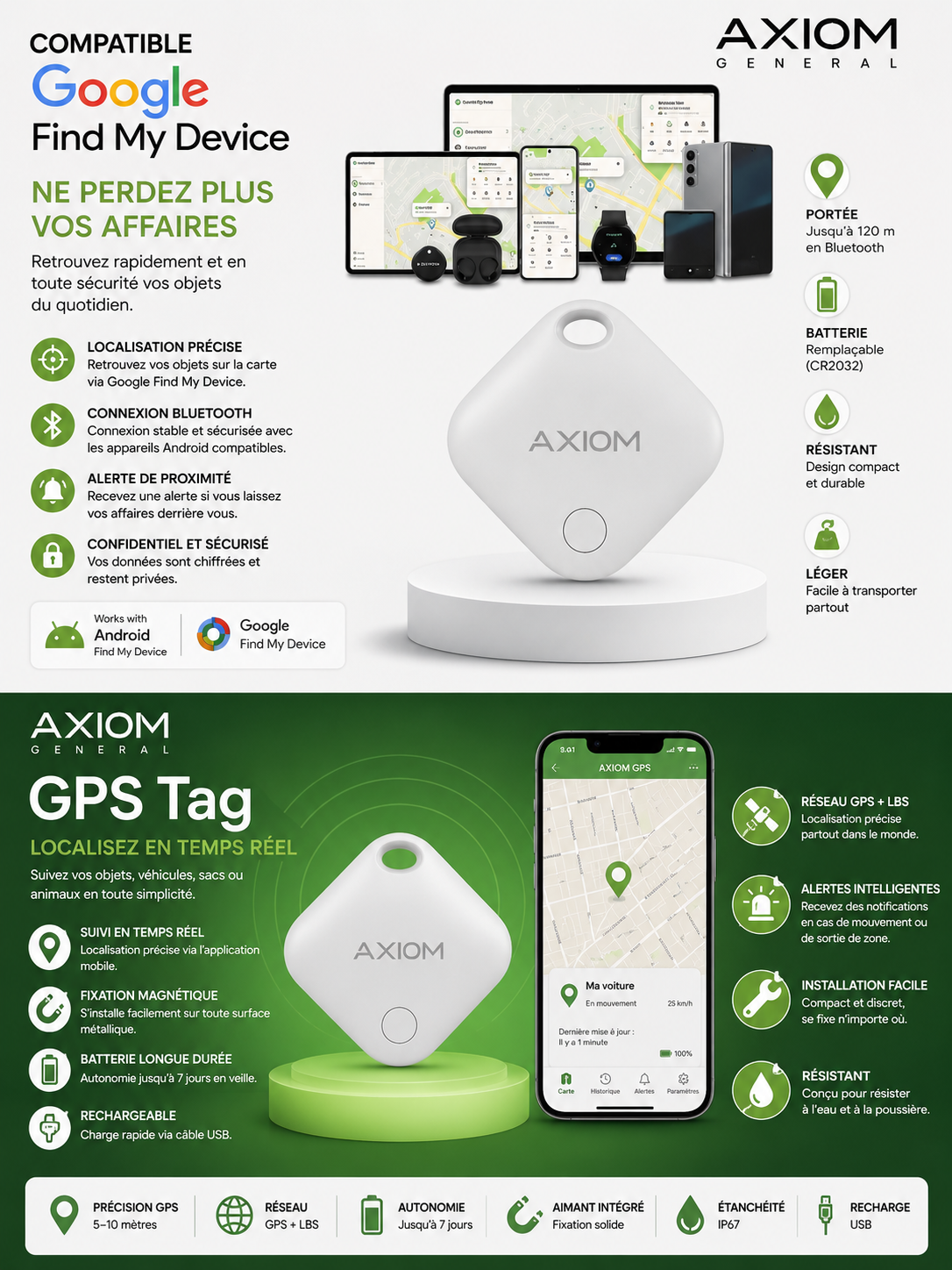 Traceur GPS AXIOM General Google Find My Device