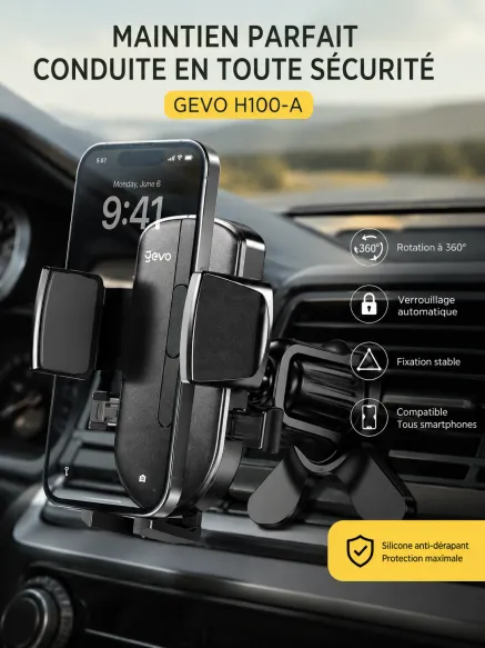 Support Téléphone Voiture Gevo H100-A - Grille d'Aération